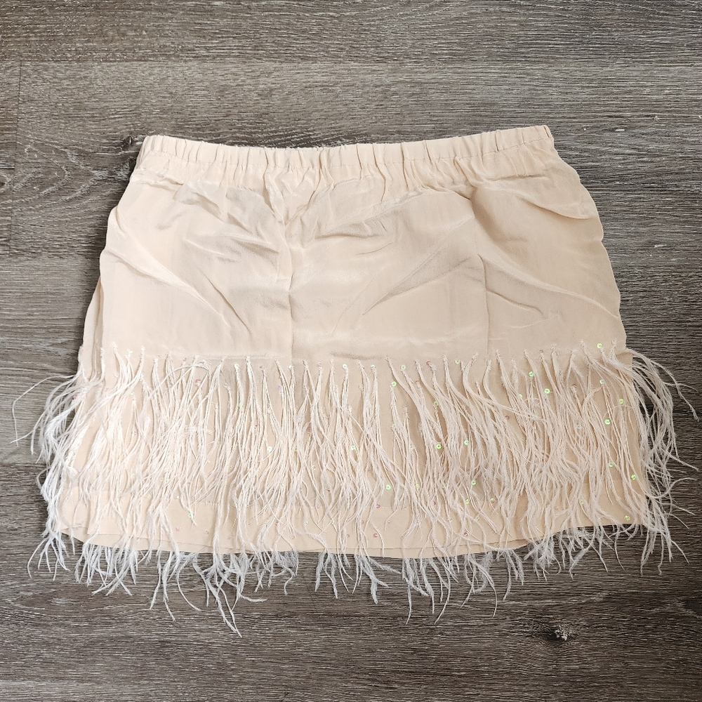 Zara Champagne Gold Feather Skirt Size S